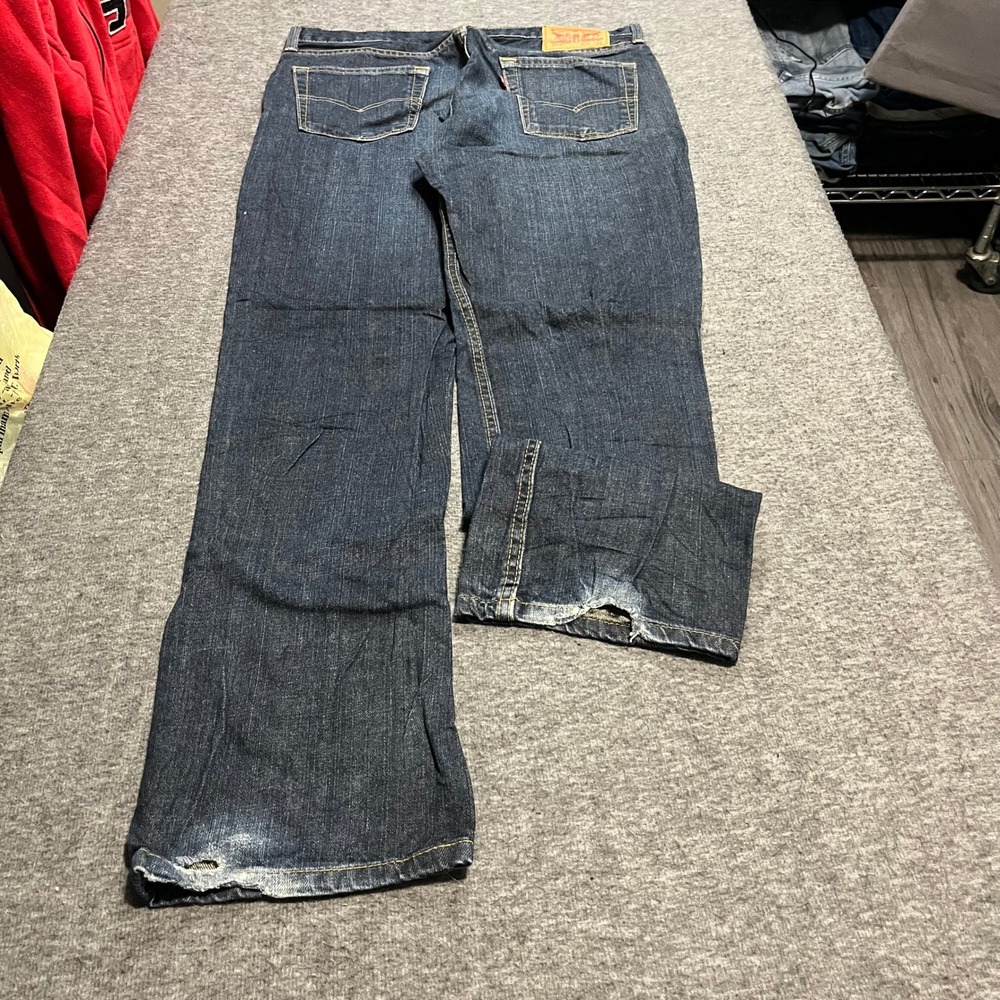 Levi Strauss 514 Straight Fit Jeans Mens 34x32 Dark Wash Blue Denim Pants